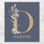 D Monogram Etiket op gepersonaliseerde wijn (Enkel label)