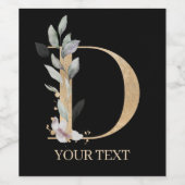 D Monogram Etiket op gepersonaliseerde wijn (Enkel label)