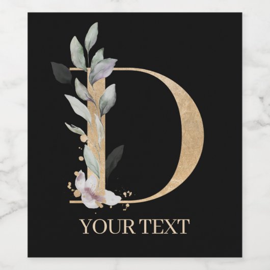 D Monogram Etiket op gepersonaliseerde wijn (Enkel label)