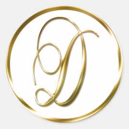D Monogram Faux Gold Envelope of Favor Seal Ronde Sticker