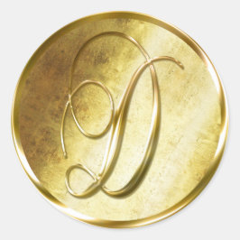 D Monogram Faux Gold Envelope Seal Stickers