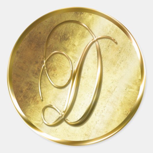 D Monogram Faux Gold Envelope Seal Stickers (Voorkant)