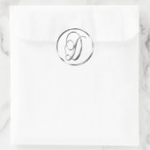 D Monogram Faux Silver Envelope of Favor Seal Ronde Sticker (Tas)