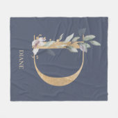 D Monogram Floral Aangepast Fleece Deken (Voorkant (Horizontaal))