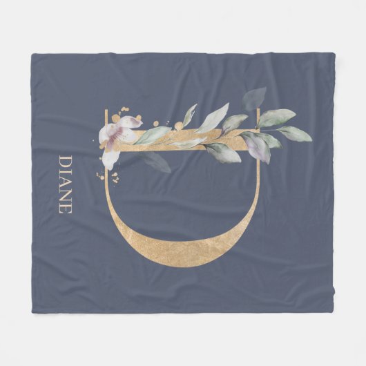 D Monogram Floral Aangepast Fleece Deken (Voorkant (Horizontaal))