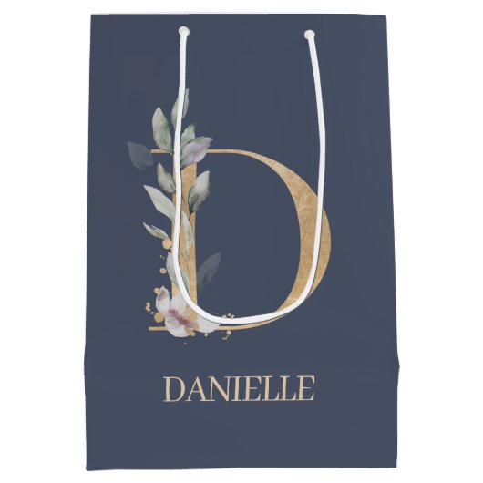 D Monogram Floral Aangepast Medium Cadeauzakje (Achterkant)
