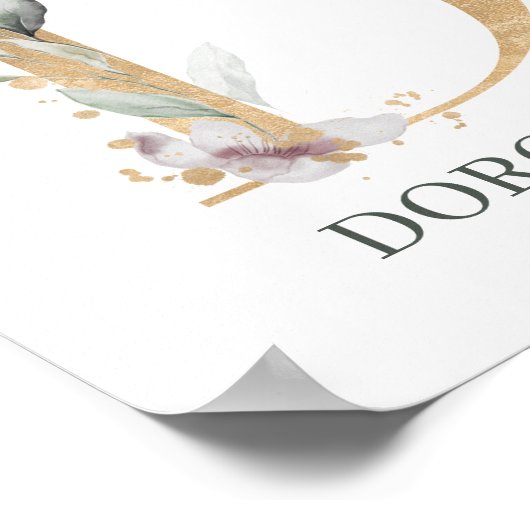 D Monogram Floral Aangepast Poster (Hoek)