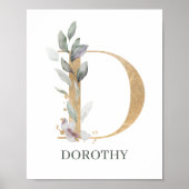 D Monogram Floral Aangepast Poster (Voorkant)