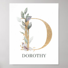 D Monogram Floral Aangepast Poster