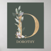 D Monogram Floral Aangepast Poster (Voorkant)