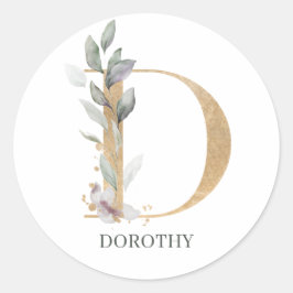 D Monogram Floral Aangepast Ronde Sticker