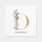 D Monogram Floral Aangepast Servet (Voorkant)