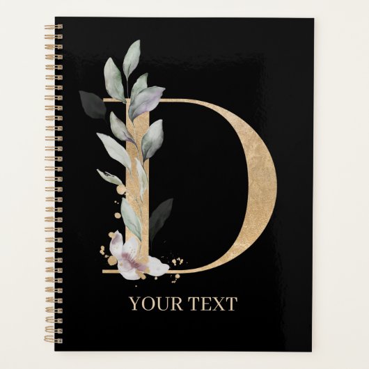 D Monogram Floral Aangepaste Planner (Voorkant)