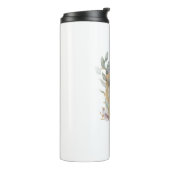 D Monogram Floral Gepersonaliseerde thermische tro Thermosbeker (Gedraaid links)