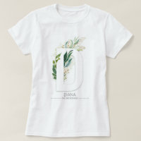 D Monogram Gold Greenery Leaves Elegant