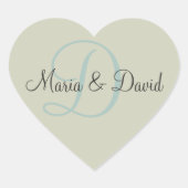 D Monogram Hartslagers | Envelopzegels Hart Sticker (Voorkant)