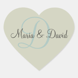 D Monogram Hartslagers   Envelopzegels Hart Sticker