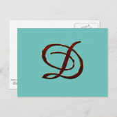 D-monogram in koperkleurig script op briefkaart (Voorkant / Achterkant)