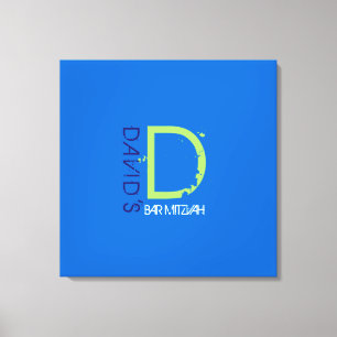 D Monogram Initiaal Bar Bat Mitzvah Sign-In Board Canvas Afdruk
