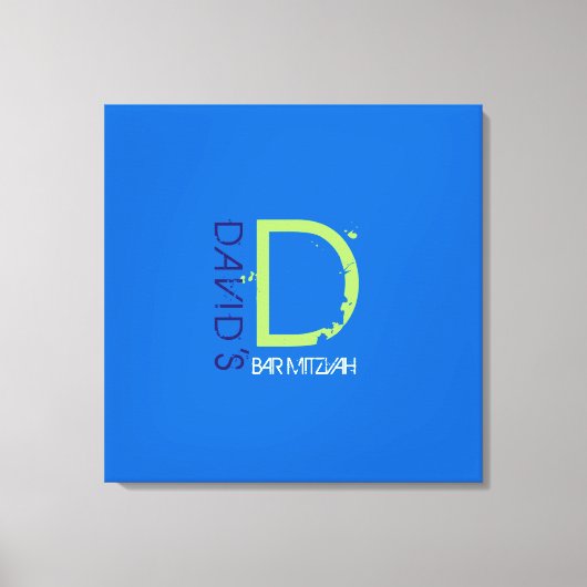 D Monogram Initiaal Bar Bat Mitzvah Sign-In Board Canvas Afdruk (Voorkant)