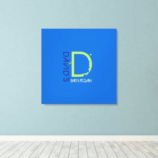 D Monogram Initiaal Bar Bat Mitzvah Sign-In Board Canvas Afdruk (Insitu (Houten vloer))