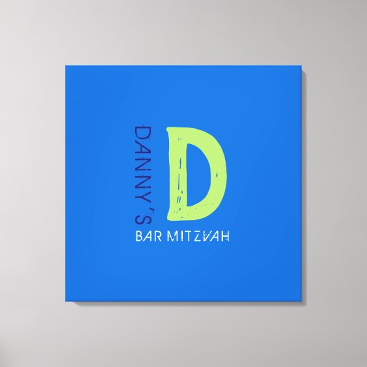D Monogram Initiaal Bar Bat Mitzvah Sign-In Board Canvas Afdruk (Voorkant)