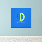 D Monogram Initiaal Bar Bat Mitzvah Sign-In Board Canvas Afdruk (Insitu (Houten vloer))