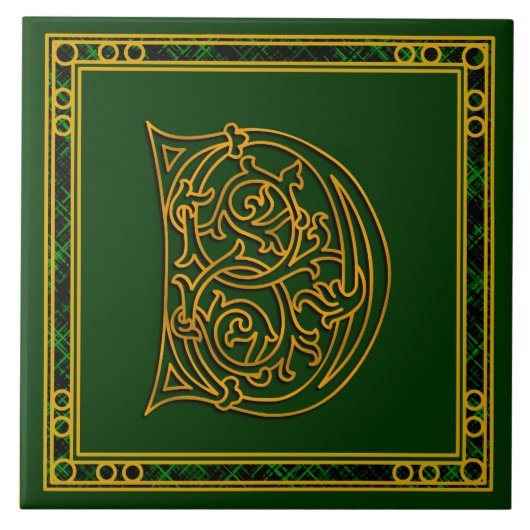 D Monogram "Irish Gold on Green"-Tegels Tegeltje (Voorkant)