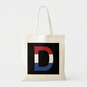 D Monogram overgeheveld op NLD-vlag op bk btcn Tote Bag