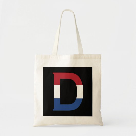 D Monogram overgeheveld op NLD-vlag op bk btcn Tote Bag (Voorkant)