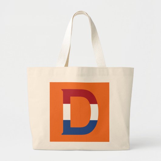 D Monogram overlay op NLD Vlag op of jct Grote Tote Bag (Voorkant)