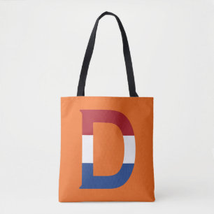 D Monogram overlay op NLD Vlag op of stunt Tote Bag