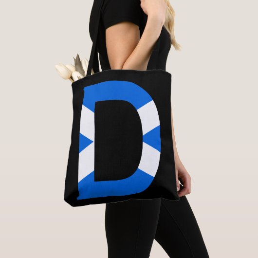D Monogram overlay op Schotse vlag stint Tote Bag (Dichtbij)