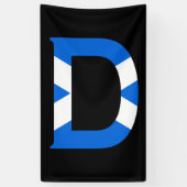 D Monogram overlay op Schotse vlag (v) brcnt Spandoek (Verticaal)
