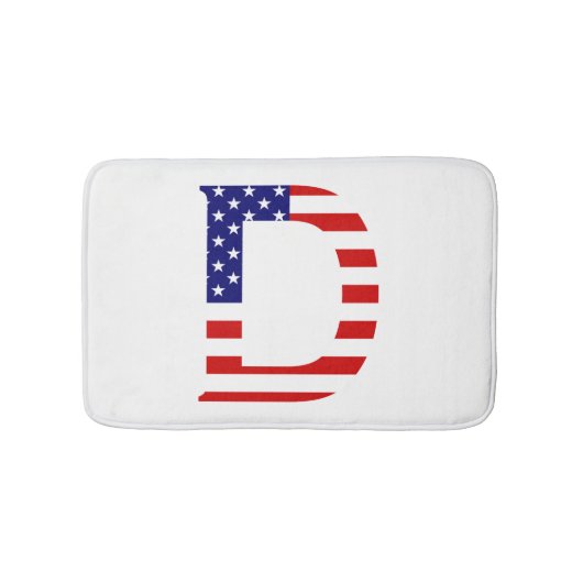 D Monogram overlay op USA Flag bmcnt Badmat (Voorkant)