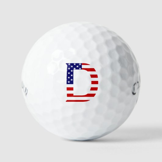 D Monogram overlay op USA Flag css gbt Golfballen (Voorkant)