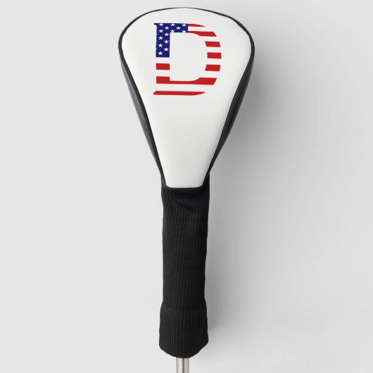 D Monogram overlay op USA Flag dccnt Golfheadcover (Voorkant)