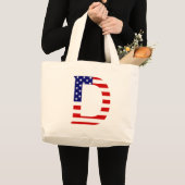 D Monogram overlay op USA Flag jtcnt Grote Tote Bag (Voorkant (product))