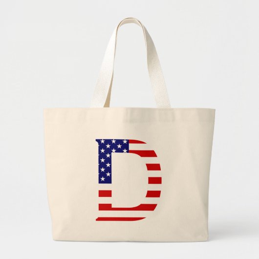 D Monogram overlay op USA Flag jtcnt Grote Tote Bag (Voorkant)