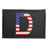 D Monogram overlay op USA Flag pcnt Kussensloop (Achterkant)