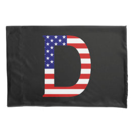 D Monogram overlay op USA Flag pcnt Kussensloop