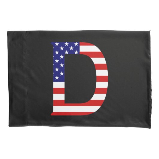 D Monogram overlay op USA Flag pcnt Kussensloop (Voorkant)