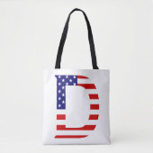 D Monogram overlay op USA Flag stint Tote Bag (Voorkant)