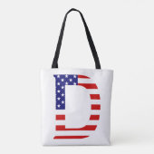 D Monogram overlay op USA Flag stint Tote Bag (Achterkant)