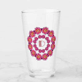D Monogram Pretty Boho Bloemrijke Cottage Meisjesa Glas