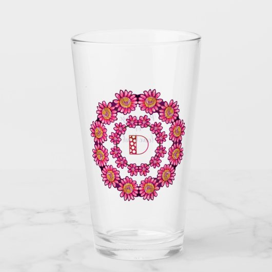 D Monogram Pretty Boho Bloemrijke Cottage Meisjesa Glas (Voorkant)