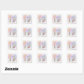 D Monogram Roze Bloem Vierkante Sticker (Vel)