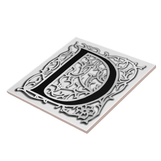 D Monogram "Silver Besque" keramische tegels Tegeltje (Zijkant)