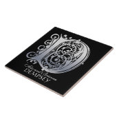 D Monogram "Silver Lace on Black" met Names-Tegel Tegeltje (Zijkant)