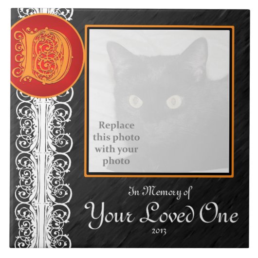 D Monogram "ter nagedachtenis aan uw geliefde" Teg Tegeltje (Voorkant)